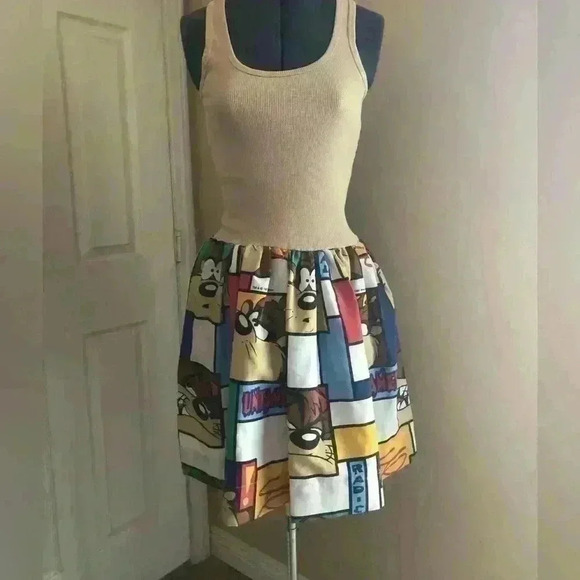 Vintage Dresses & Skirts - HANDMADE UPCYCLED LOONEY TOONS TANK DRESS BEST FITS SMALL-MEDIUM